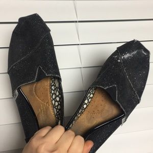 Black Glitter Toms